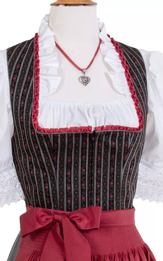 Blusendirndl Hartsee /E schwarz/grau, ohne Schürze