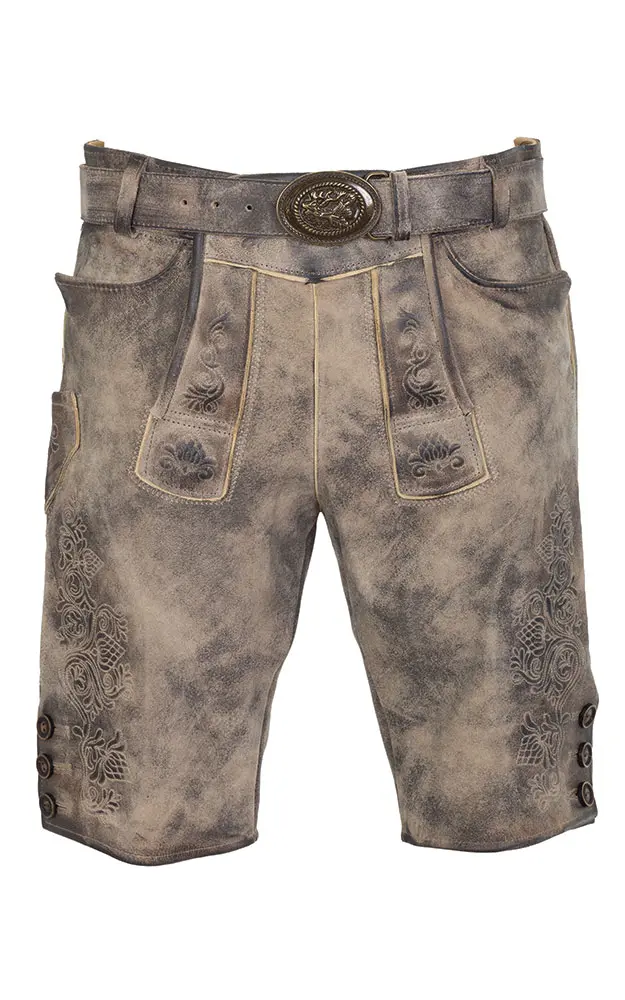 Lederhose Riemer mit Gürtel, Nappato marmor