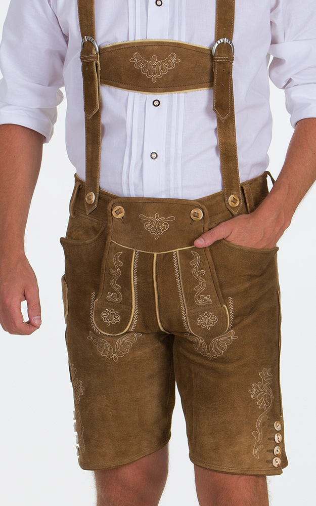 Lederhose Toni mit Träger, reh