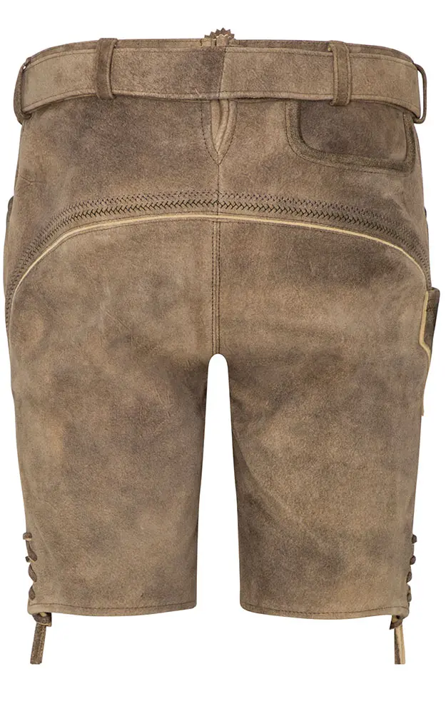Lederhose Alois mit Gürtel, hellbraun rustikal