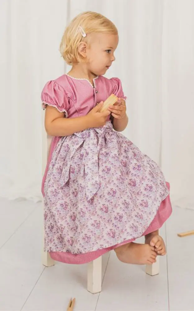 Baby-Dirndl Elena mit Schürze, altrosa
