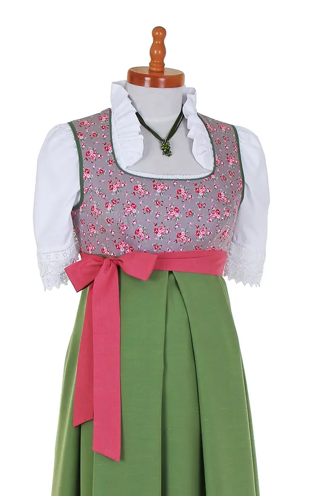 Schwangerschaftsdirndl mit Band, taupe/grün