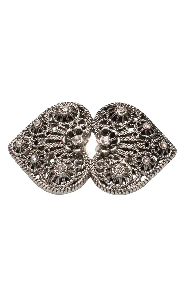 Brosche Ornament-Herz, altsilber