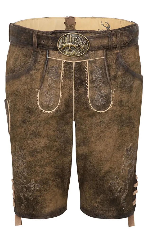 Lederhose Havel mit Gürtel, tabak/holz