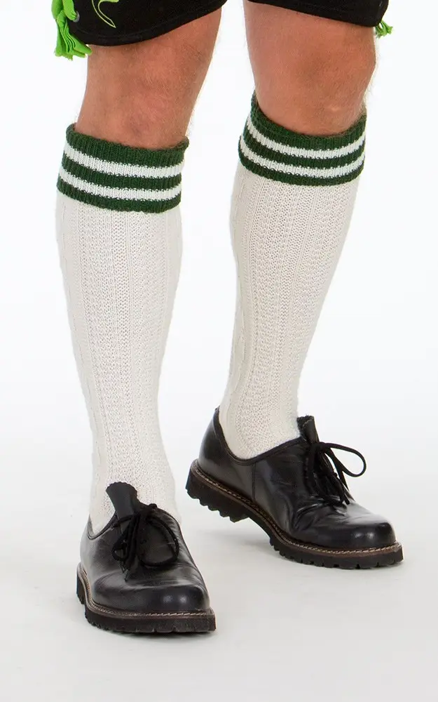 Kniestrümpfe Nr. 50, natur/grün Fb. 25/19
