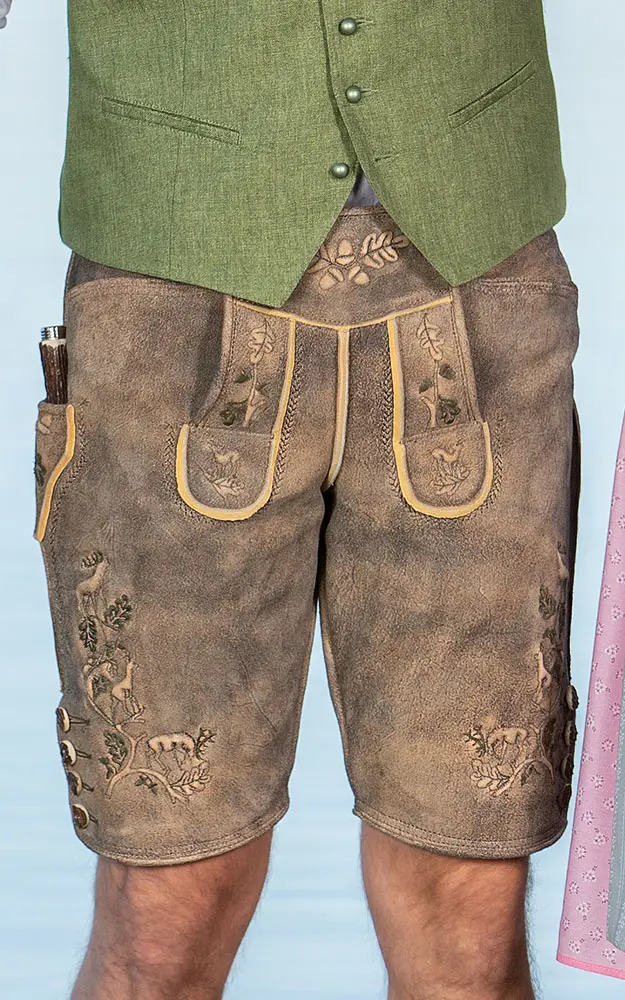 Lederhose Valentin, stein/antik