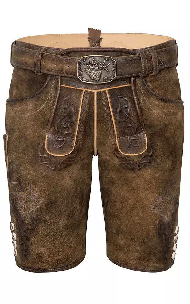 Lederhose Wayen mit Gürtel, taiga