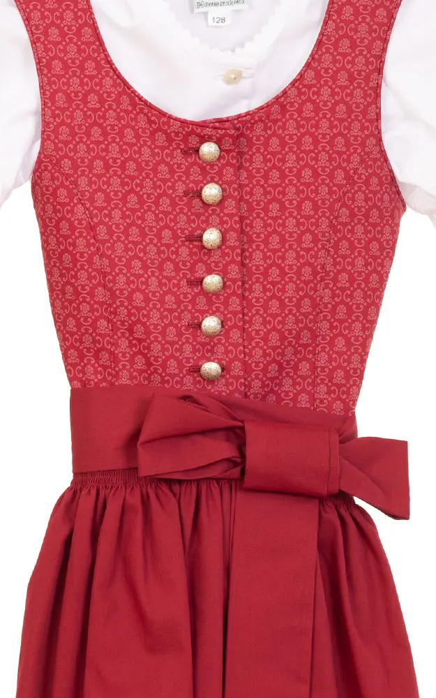 Kinderdirndl Bergsee, mit Schürze u. Bluse rot