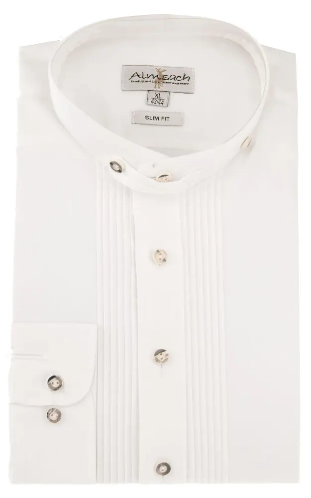 Hemd Veit Stehkragen, weiß - Slim fit