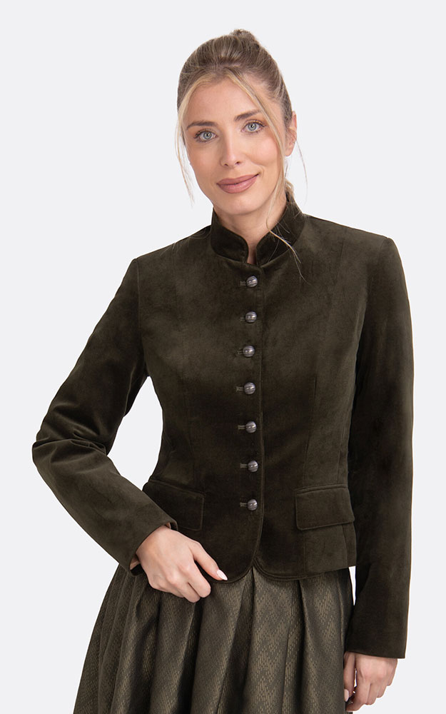Jacke Gabriele Samt, grün - Stretch