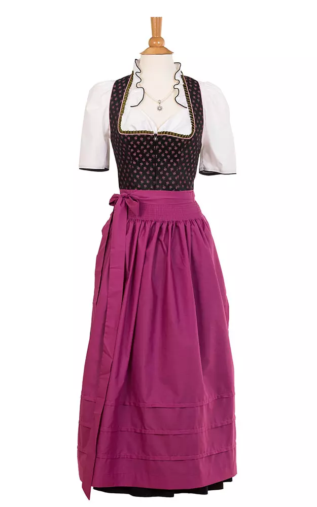 Blusendirndl Attergau /E schwarz Rosen, ohne Schürze