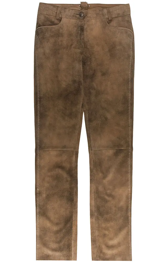 Damenlederhose Gundula, lang sandstein