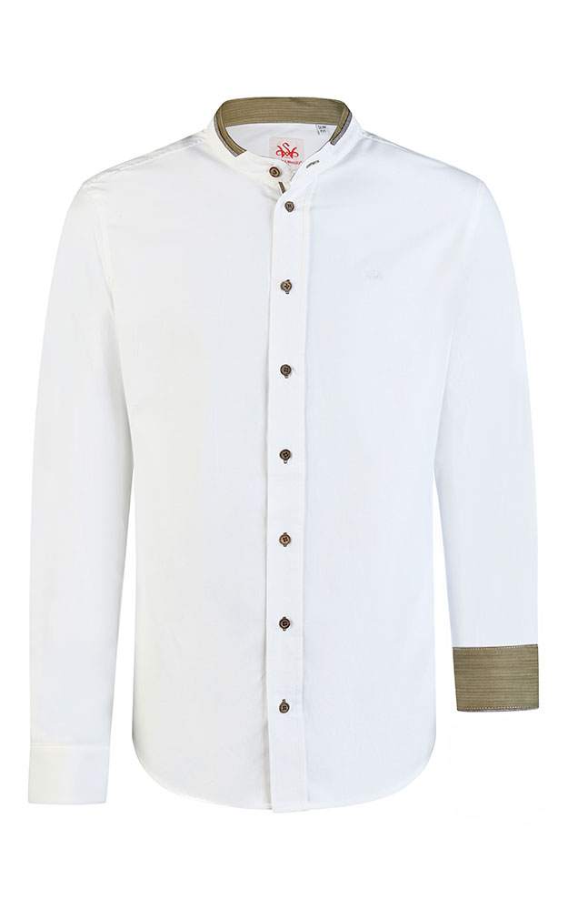 Hemd Hester, weiß/oliv SK - Slim fit