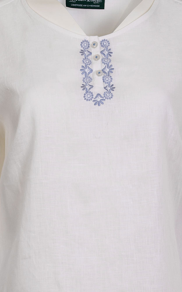 Trachtenbluse 6187 19110, weiß Stick hellblau