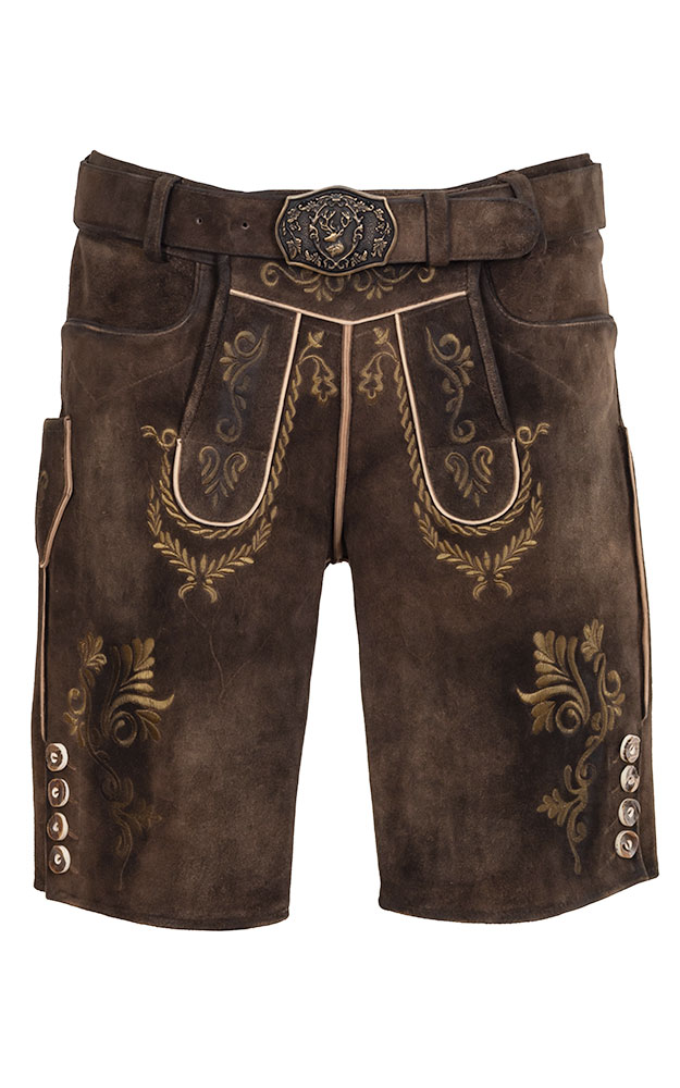 Lederhose Bregenz, mit Gürtel, espresso