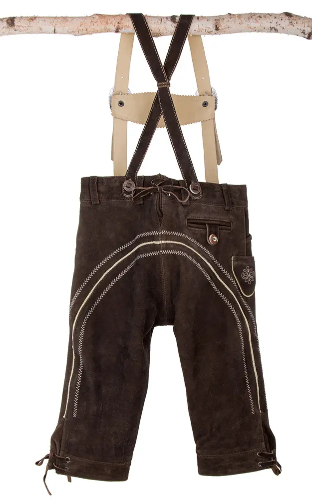 Kinder-Bundlederhose mit Träger, espresso