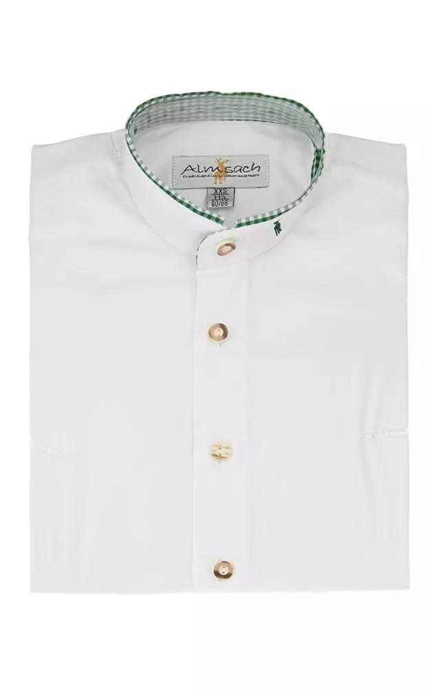 Kinderhemd 923, SK weiß Kragen grün