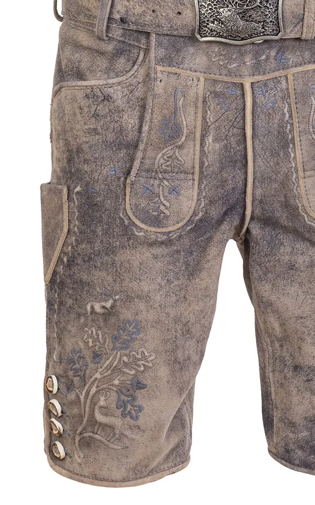 Lederhose Jonas mit Gürtel, Asche antik