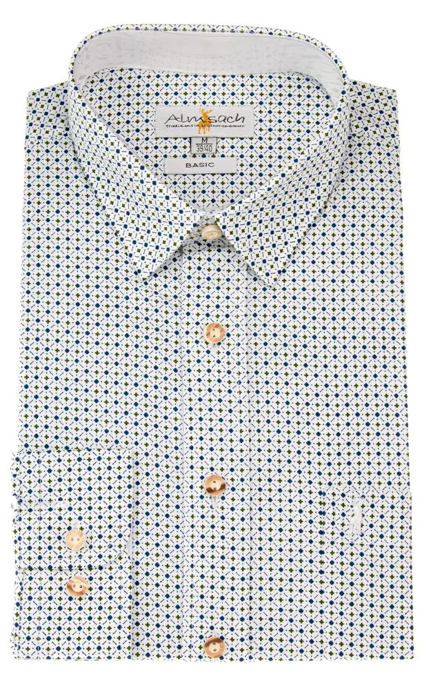 Hemd HE 8103, weiß/blau/grün