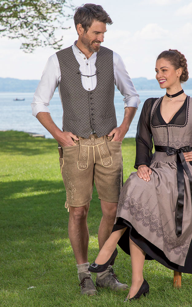 Hirschlederhose Ludwig ohne Träger, antik hell