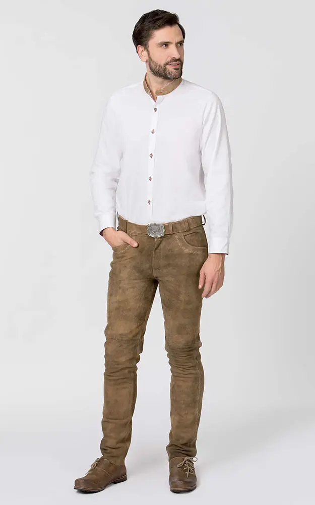 Lederhose Rocco mit Gürtel, havanna