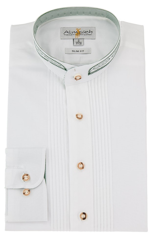 Hemd Alex, weiß SK Stick oliv - Slim fit