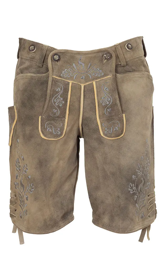 Lederhose Ludwig ohne Träger, inka/silber