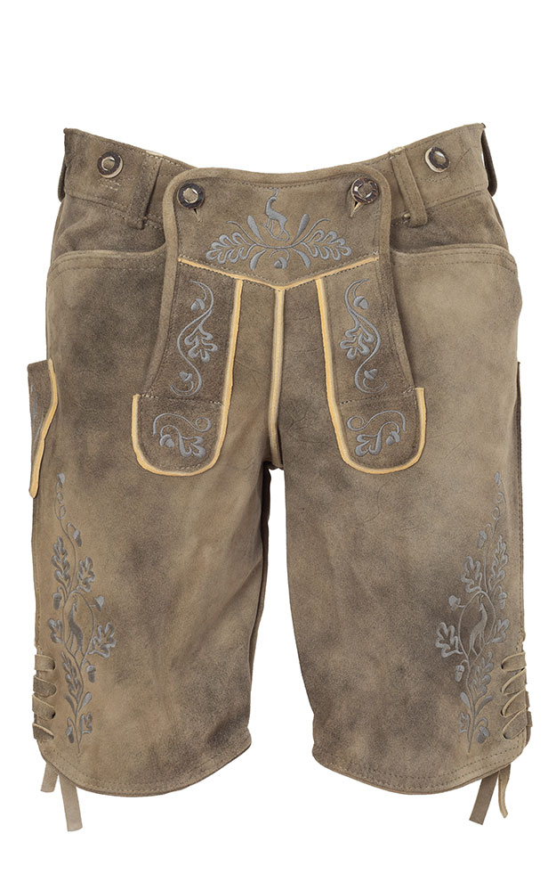 Lederhose Ludwig ohne Träger, inka/silber