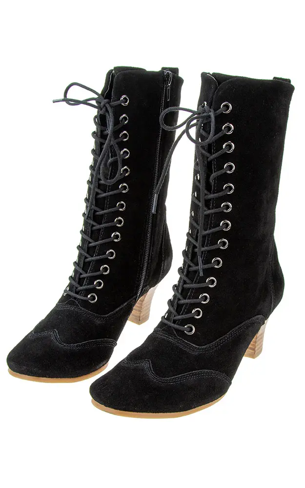 Damen-Schnürstiefel, schwarz