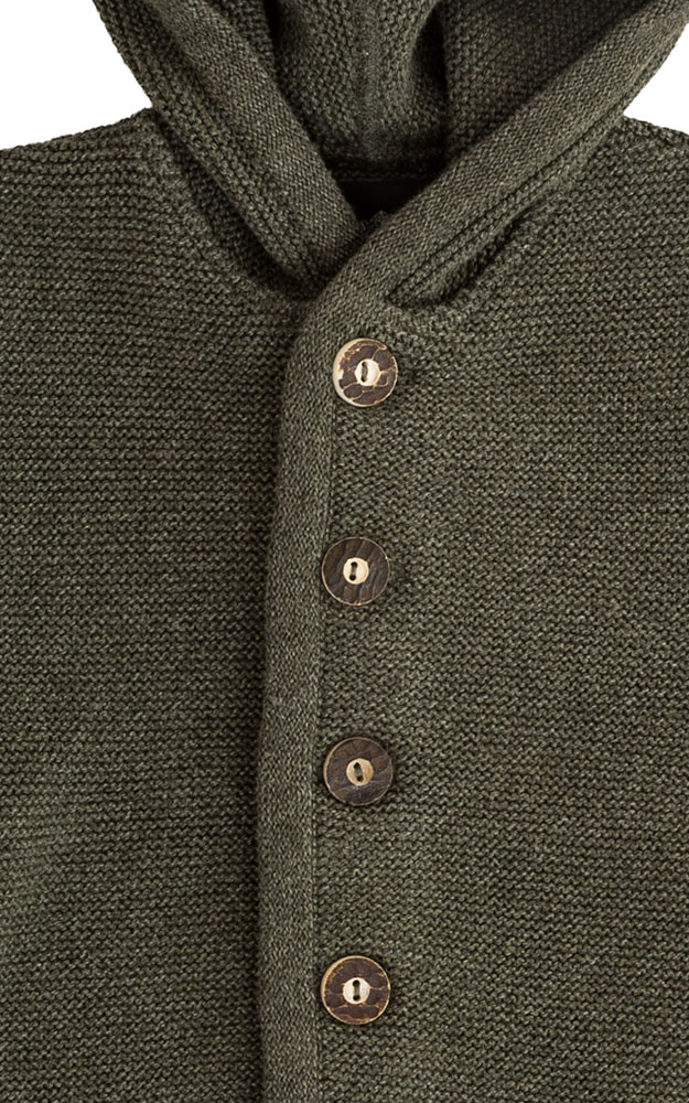 Kinder-Strickjacke mit Kapuze, oliv