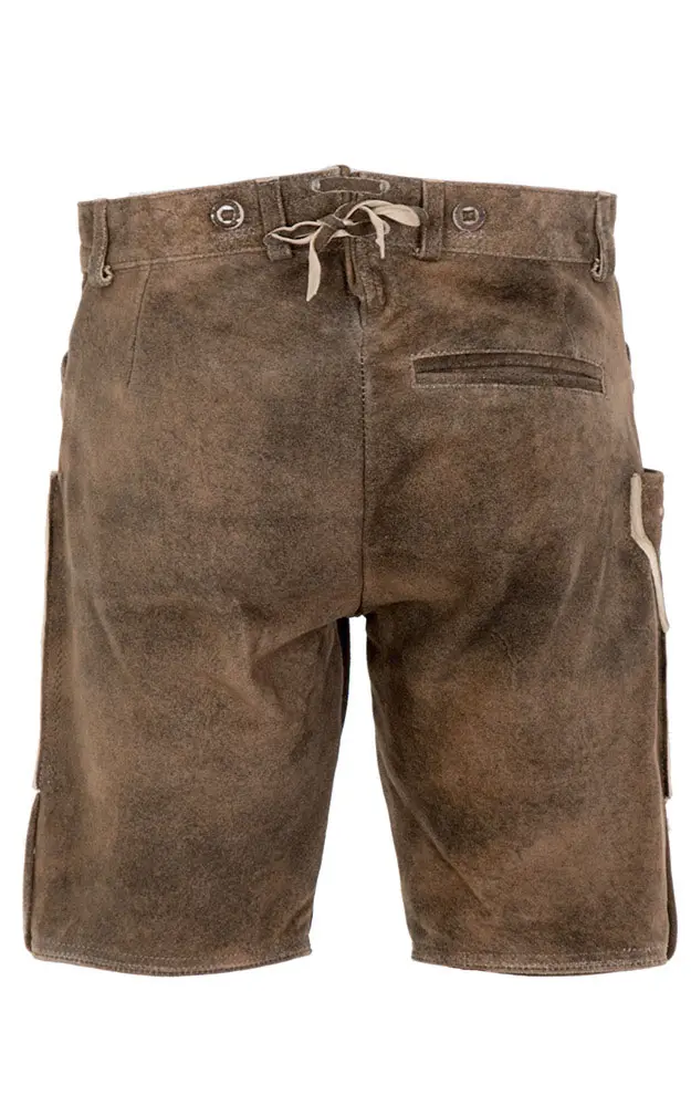 Lederhose Ursprung ohne Träger, braun/oliv Blatt
