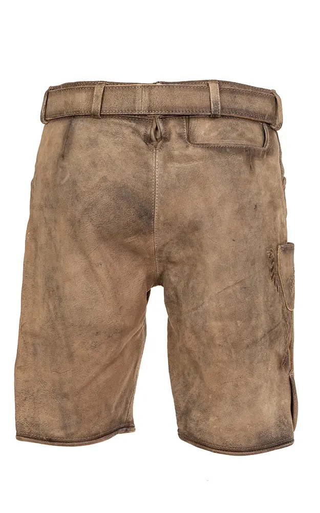 Lederhose Horn mit Gürtel, marmor