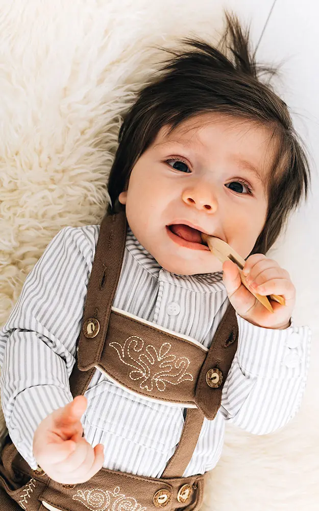 Baby-Body Andi Pfoad kurzarm, weiß/grau