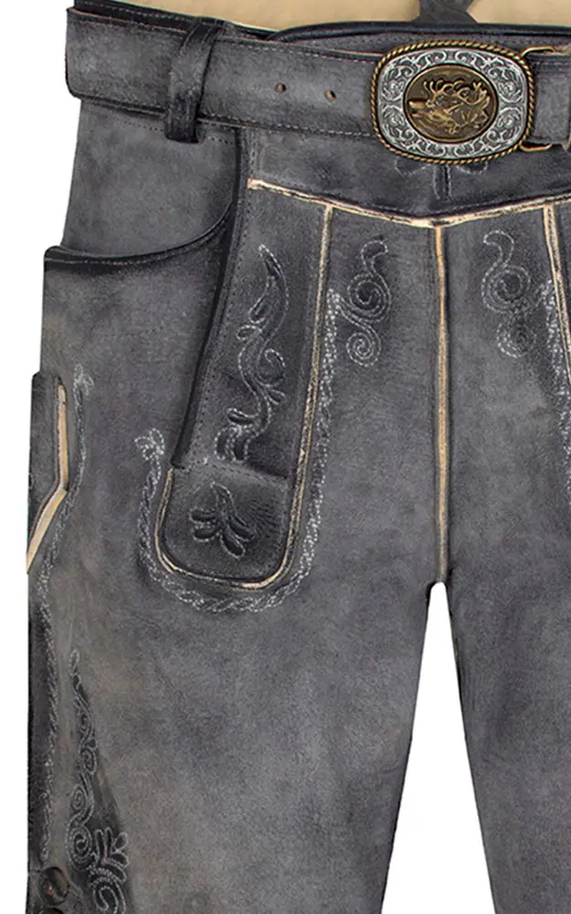 Lederhose Hartmut-G mit Gürtel, kohle