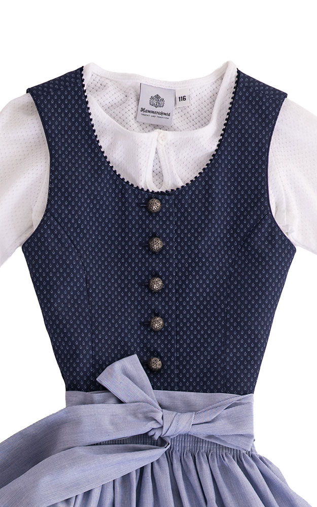 Kinderdirndl Bergsee mit Schürze u. Bluse, blau