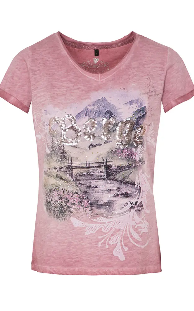 Damen-Shirt Berge, rosa