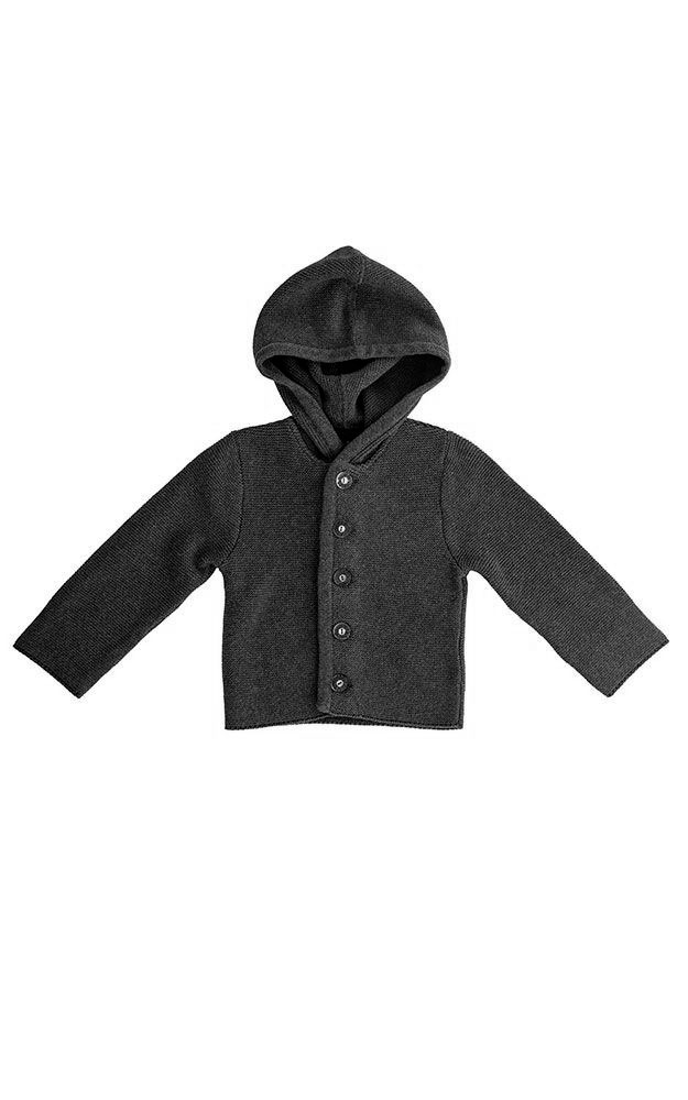 Kinder-Strickjacke mit Kapuze, anthrazit