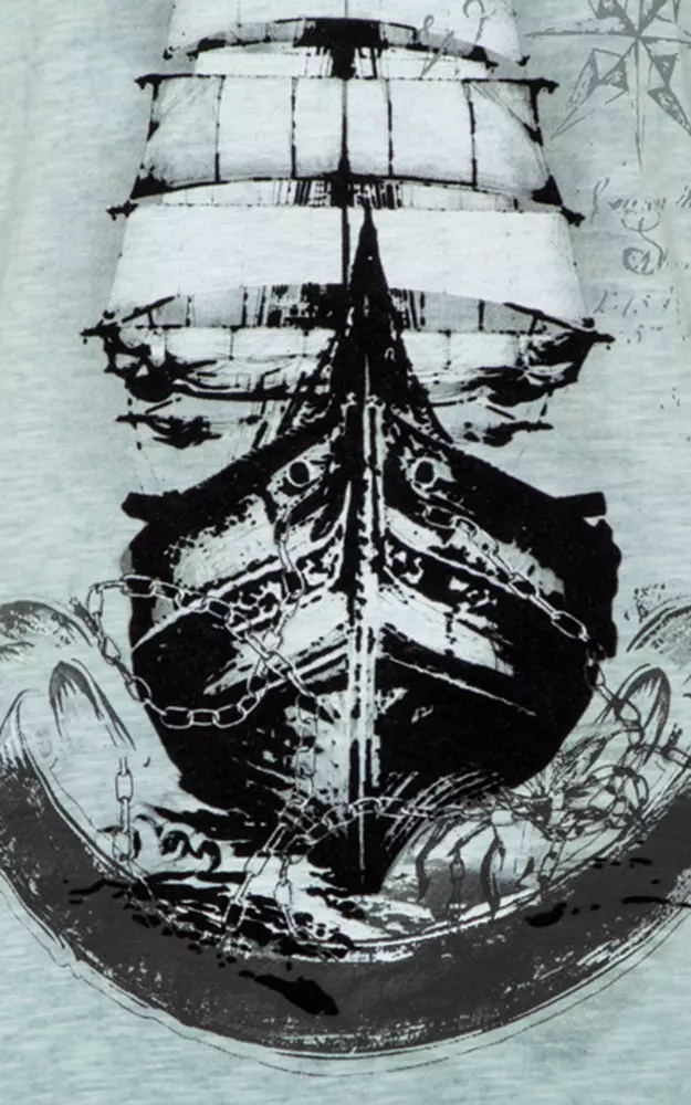 T-Shirt Wind, türkis/blau meliert