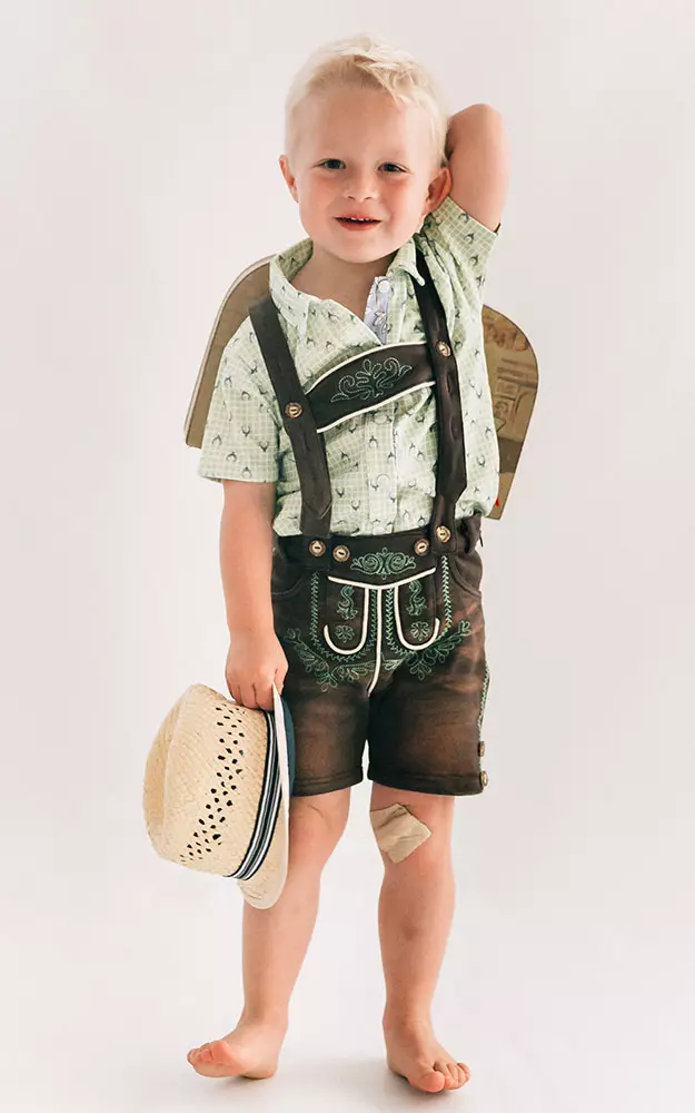 Baby-Stoff-Lederhose Fabi, dunkelbraun