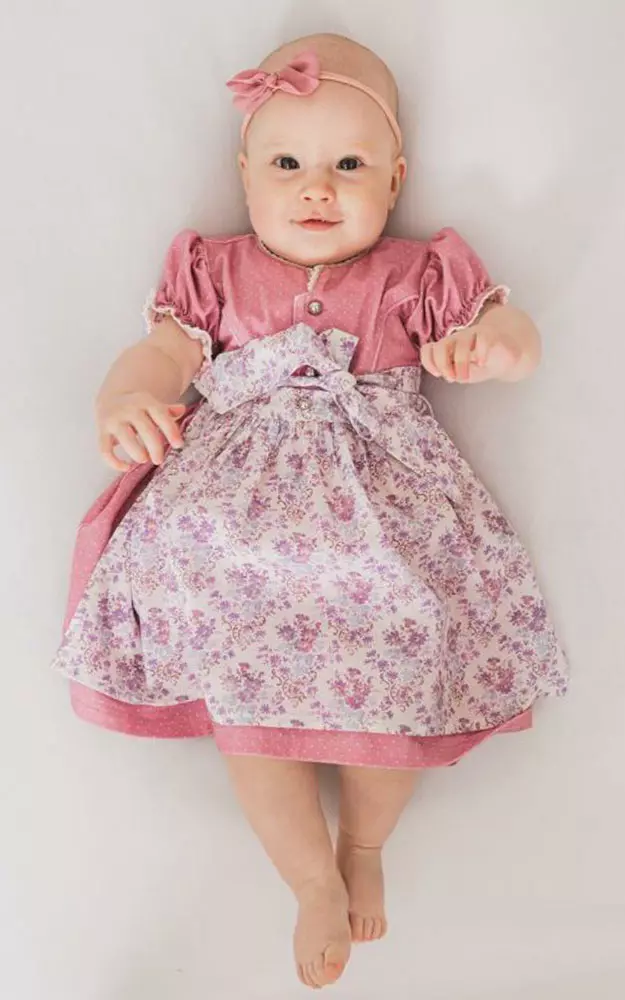 Baby-Dirndl Elena mit Schürze, altrosa