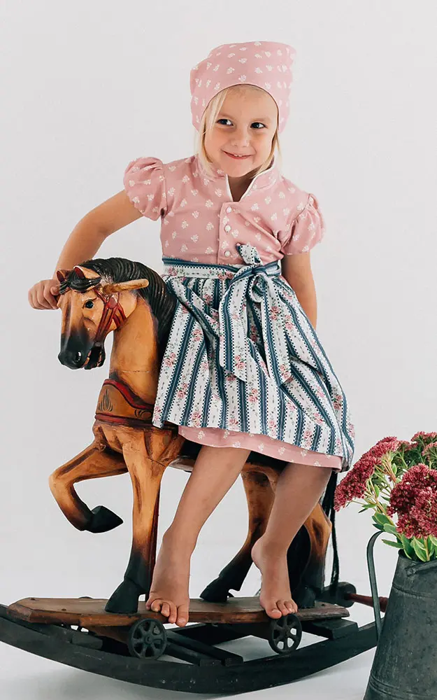Baby-Dirndl Leni mit Schürze, altrosa