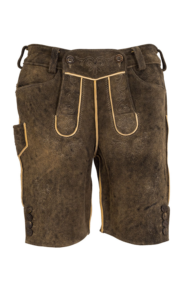 Hirschlederhose Spitzbua mit Gürtel, buche rustikal