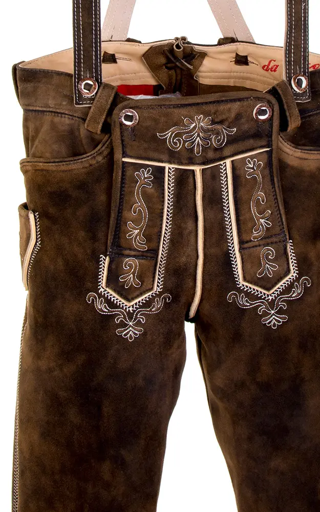Lederhose Ludwig mit Träger, nougat