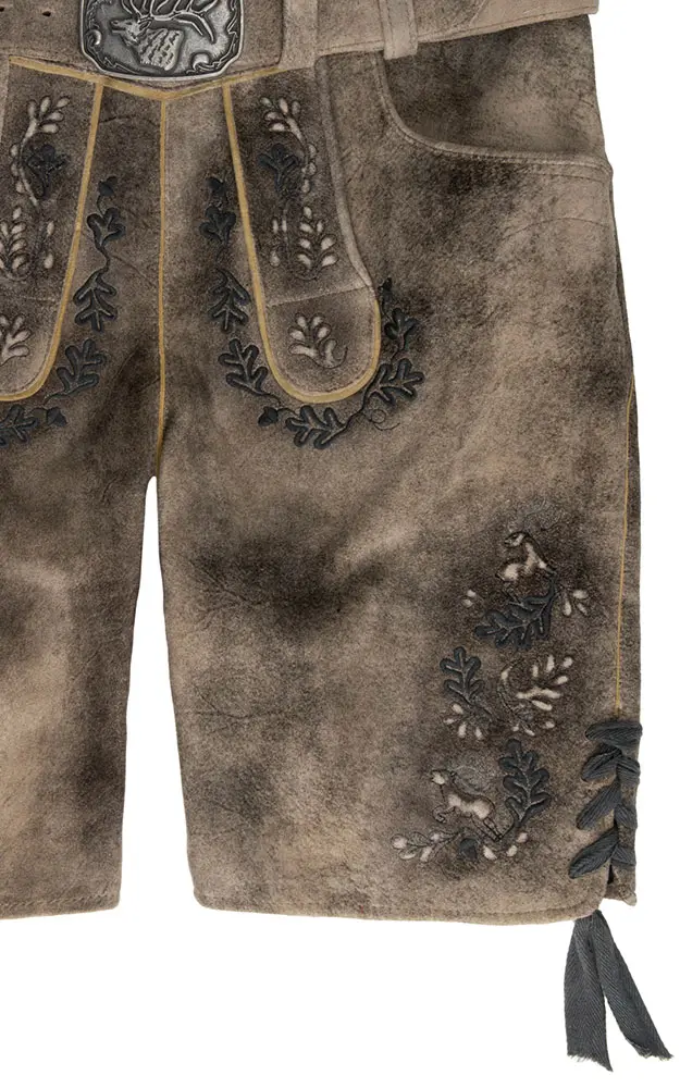 Lederhose Dom mit Gürtel Sämina, grau