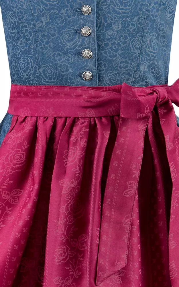 Kinderdirndl Kathi mit Schürze, blau/beere