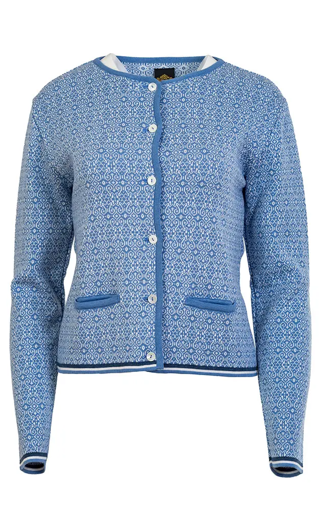 Strickjacke Chur, mittelblau gemustert