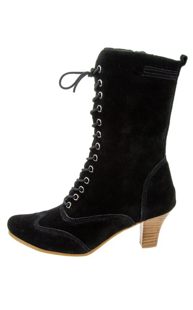 Damen-Schnürstiefel, schwarz