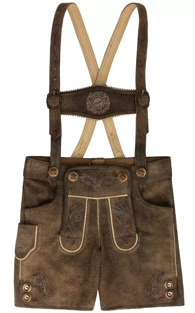 Kinder-Lederhose Ebias mit Träger/Gürtel, braun - FC Bayern