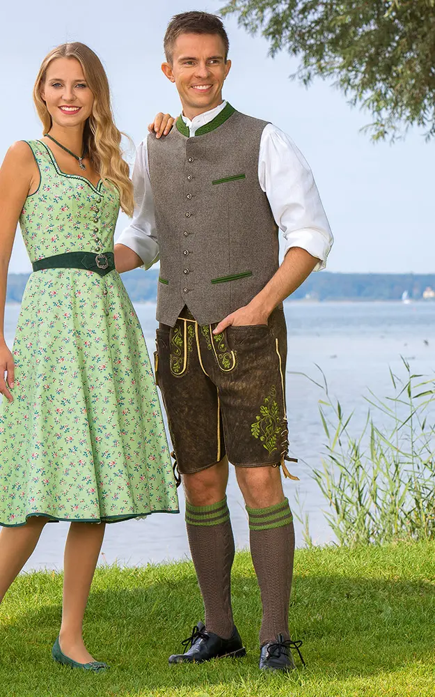 Hirschlederhose Leonhard ohne Träger, dunkelbraun-antik