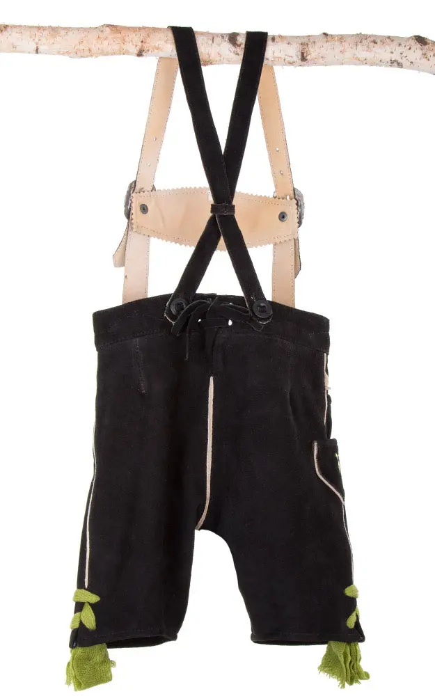 Kinder-Lederhose Garmisch mit Träger, altschwarz